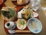 Handmade soba set with tempura at Tsuruki, Biei